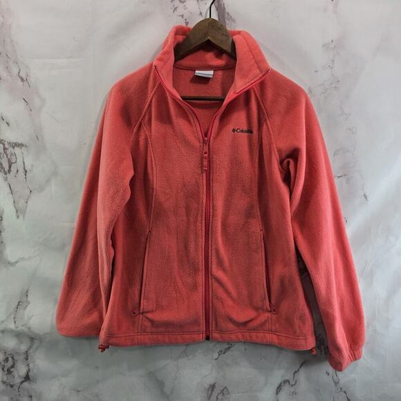 Columbia Jacket Womens Medium Coral Fleece Full Zip Mock Neck Benton Springs - Picture 1 of 12